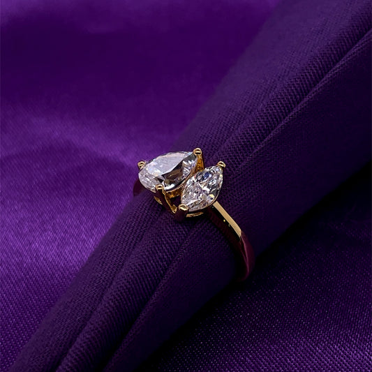 Gold Plated Silver CZ Amante Pear & Marquise Ring N2140