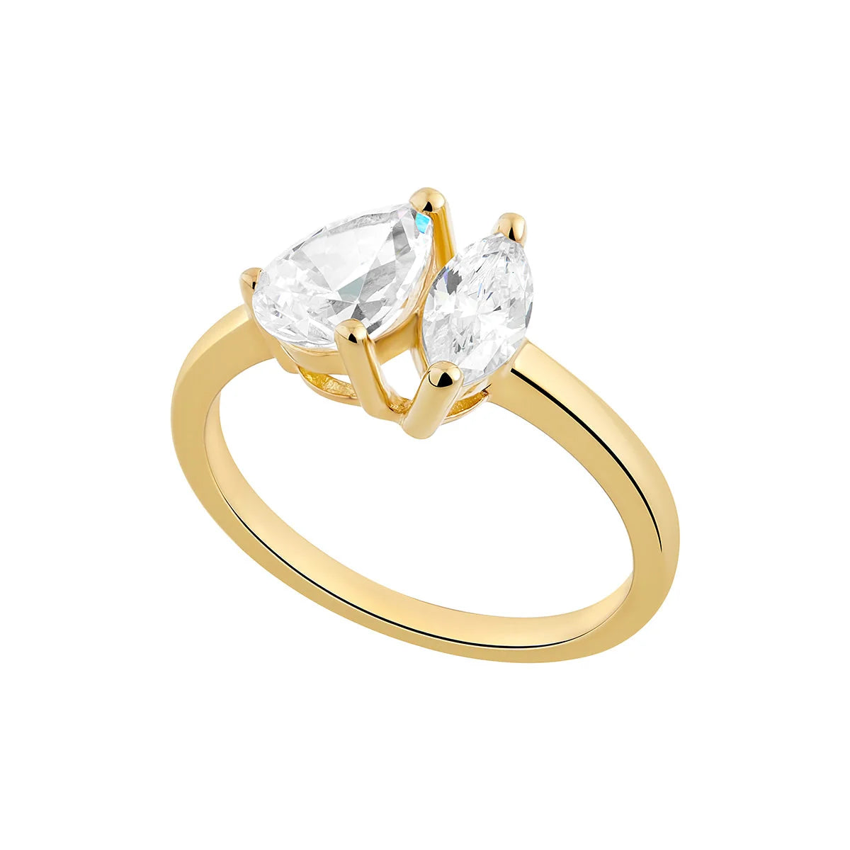 Gold Plated Silver CZ Amante Pear & Marquise Ring N2140