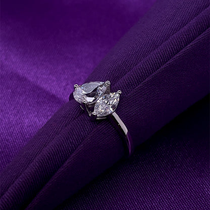 Sterling Silver CZ Amante Pear & Marquise Ring N2141