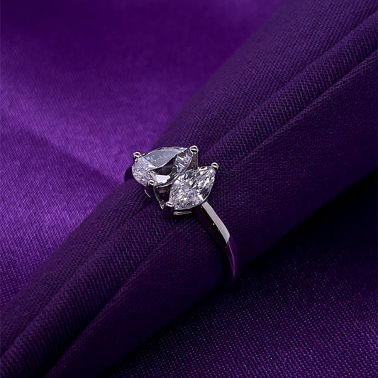 Sterling Silver CZ Amante Pear & Marquise Ring N2141