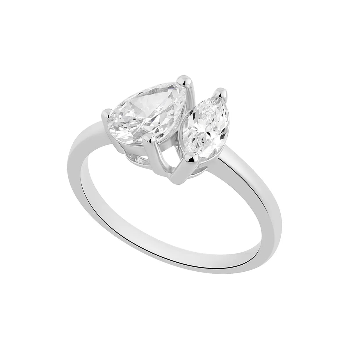 Sterling Silver CZ Amante Pear & Marquise Ring N2141