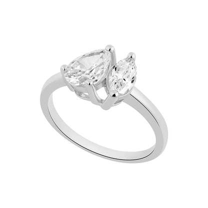 Sterling Silver CZ Amante Pear & Marquise Ring N2141