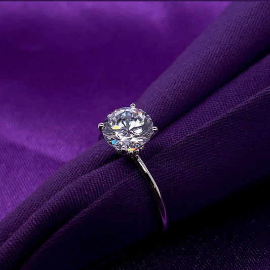 Sterling Silver CZ Solitaire Ring N2166