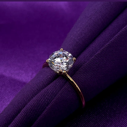 Gold Plated Silver CZ Solitaire Ring N2167