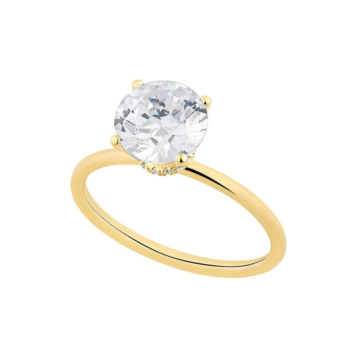 Gold Plated Silver CZ Solitaire Ring N2167