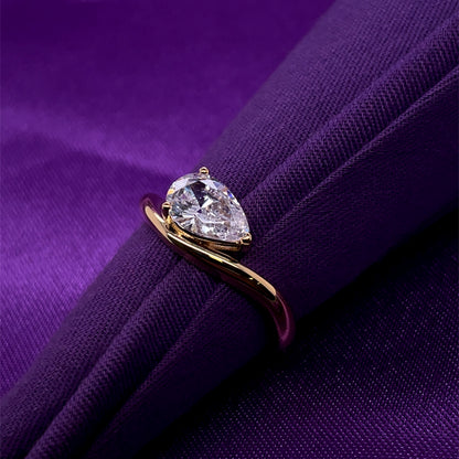Gold Plated Silver CZ Pear Wave Ring N2170