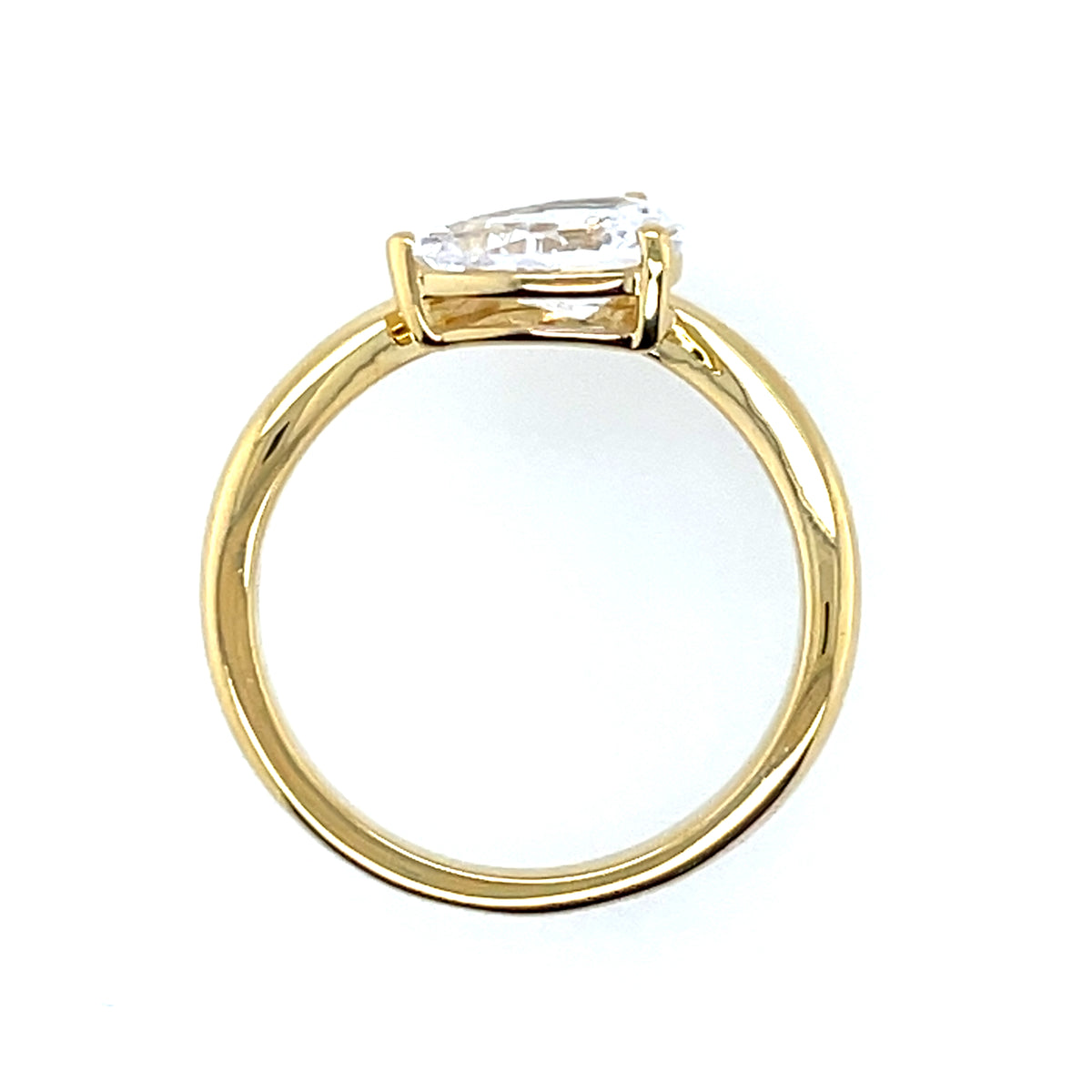 Gold Plated Silver CZ Pear Wave Ring N2170