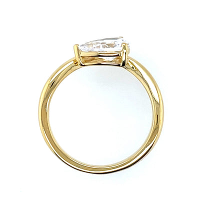 Gold Plated Silver CZ Pear Wave Ring N2170