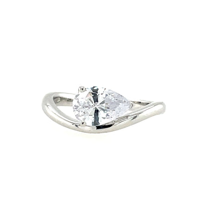 Sterling Silver CZ Pear Wave Ring N2171