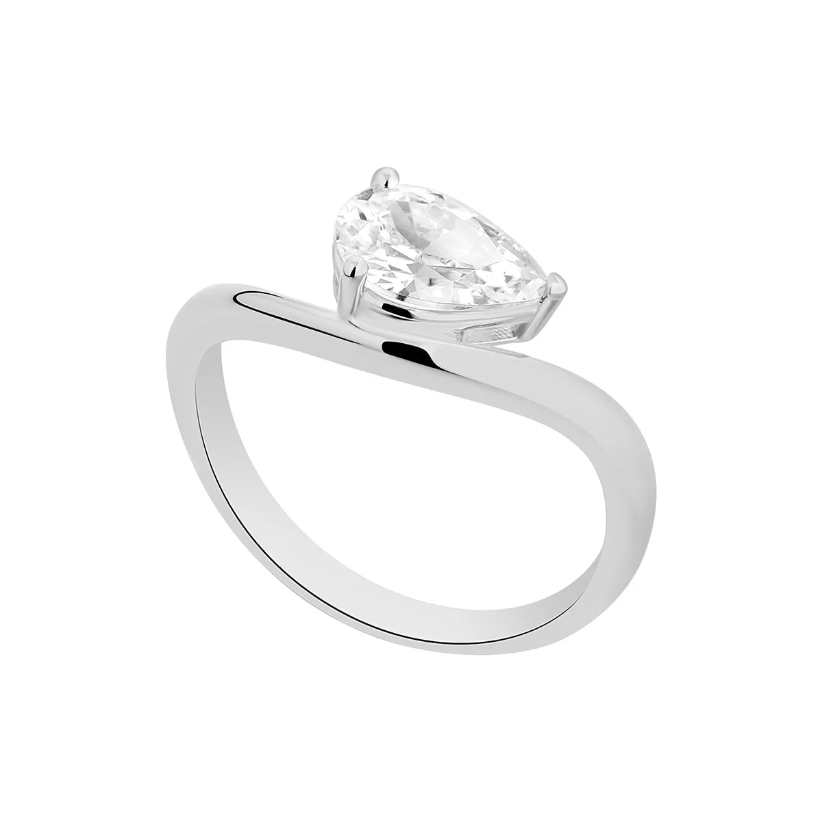 Sterling Silver CZ Pear Wave Ring N2171