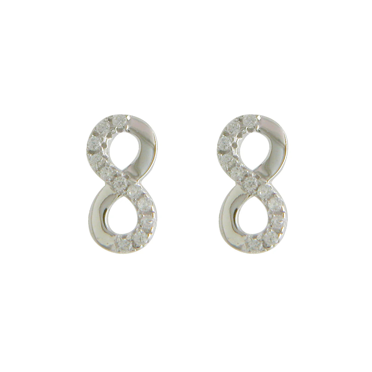 Silver CZ Infinity Stud Earrings N3296