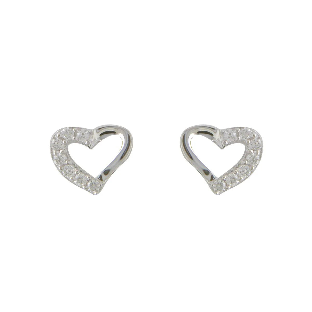 Silver CZ Heart Stud Earrings N3311