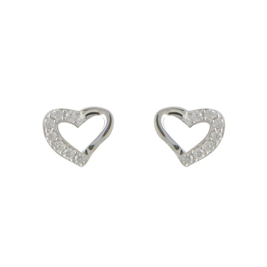 Silver CZ Heart Stud Earrings N3311