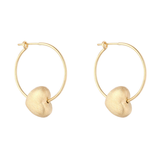 Sterling Silver 18ct Gold Puffed Heart Hoop Earrings N3650