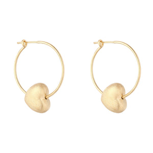 Sterling Silver 18ct Gold Puffed Heart Hoop Earrings N3650