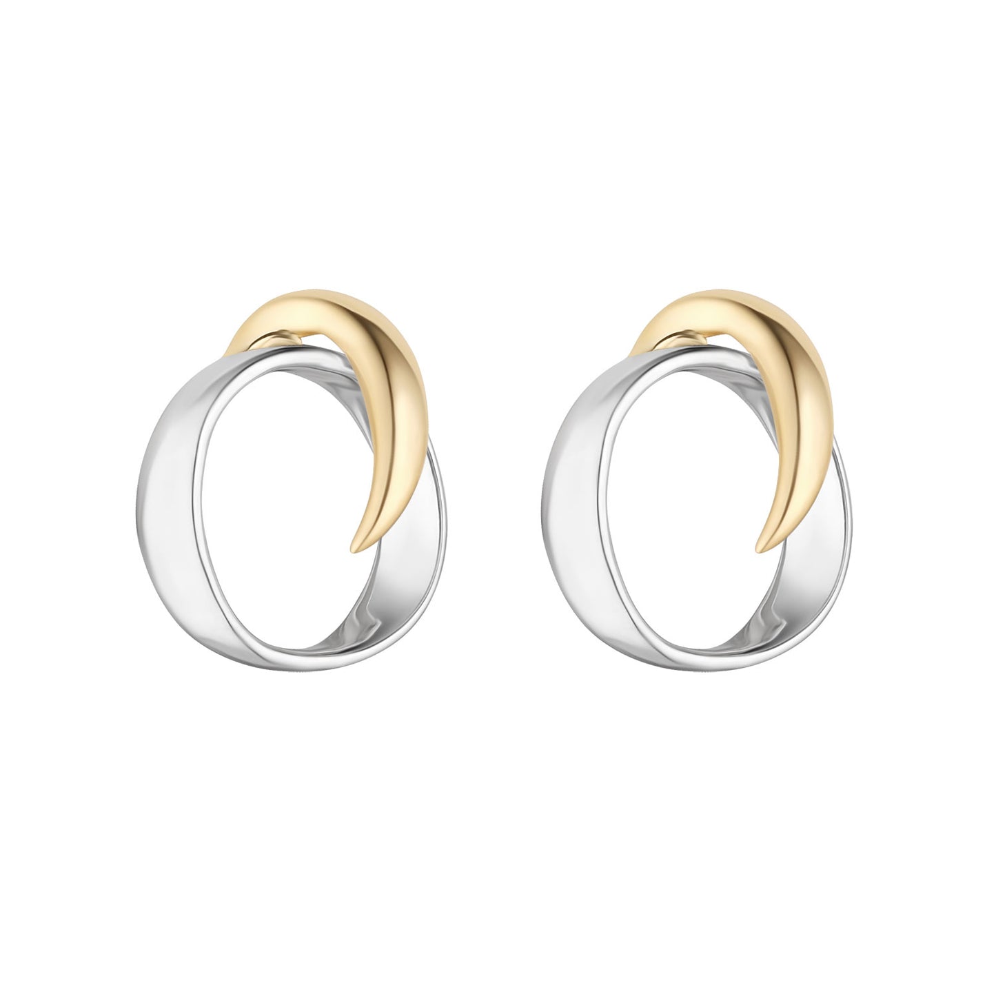 Sterling Silver Two-tone Open Circle Stud Earrings N3665