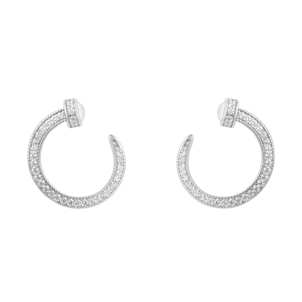 Silver CZ Open Circle Stud Earrings N3725