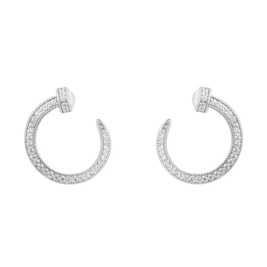 Silver CZ Open Circle Stud Earrings N3725