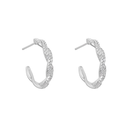 Sterling Silver CZ Twisted Hoop N3732