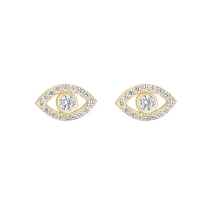 Silver Gold-plated CZ Evil Eye Stud Earrings N3758