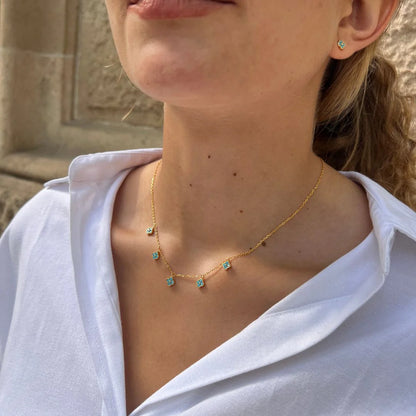 Gold Plated Turquoise Clover Stud Earrings N3783