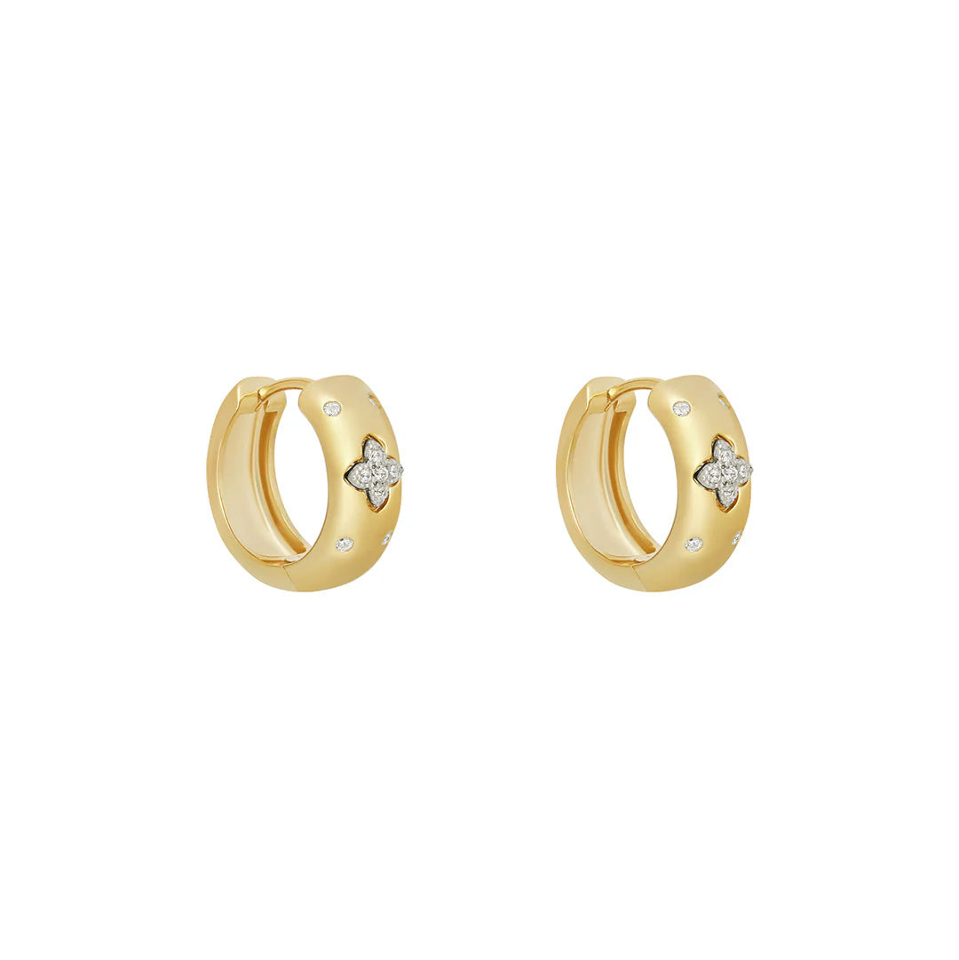 Gold Plated Chunky Clover Huggie Earrings N3826