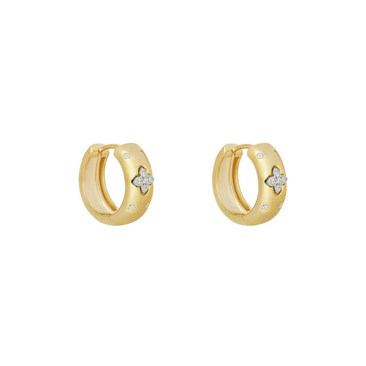 Gold Plated Chunky Clover Huggie Earrings N3826