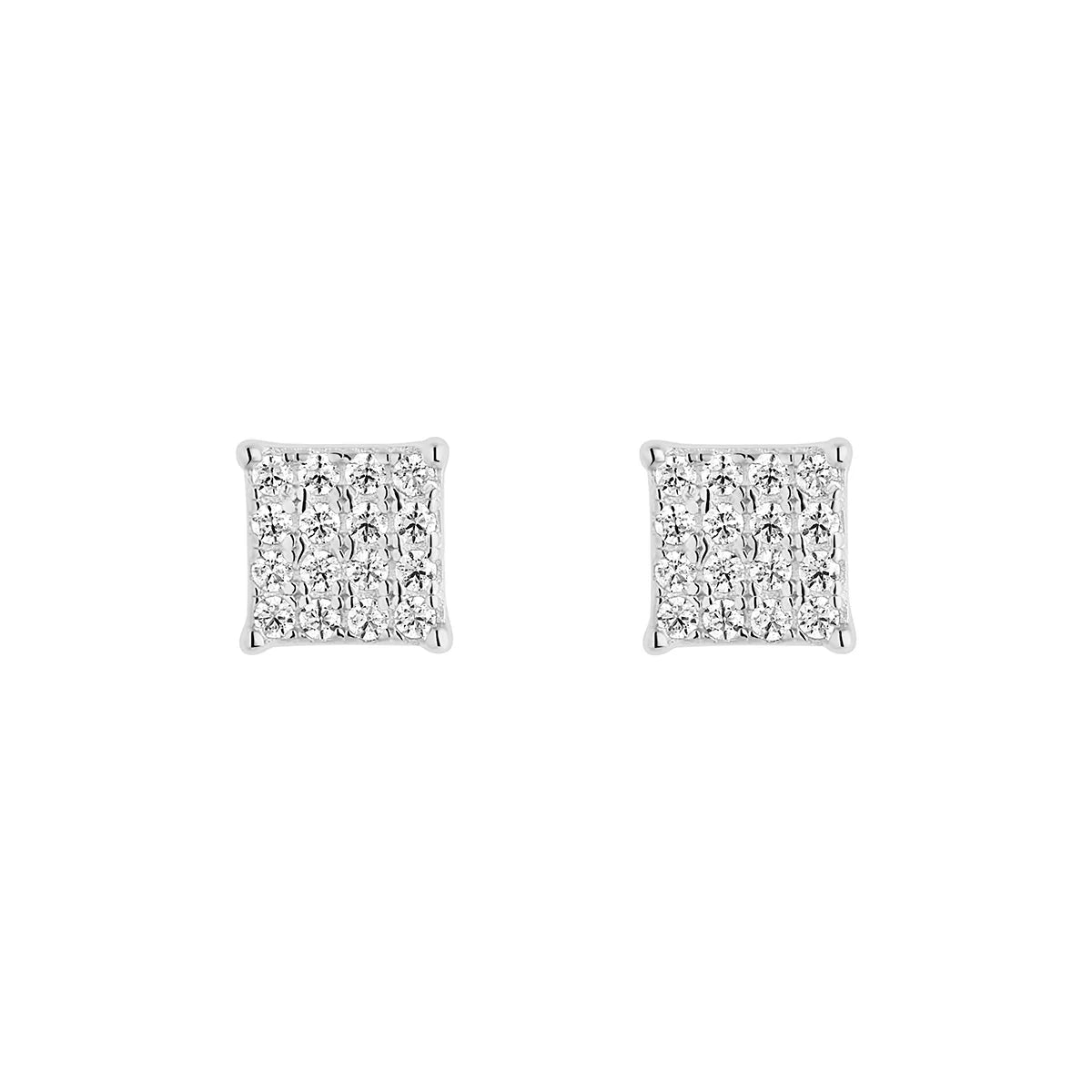 Sterling Silver CZ Pavé Stud Earrings N3871
