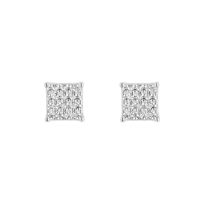 Sterling Silver CZ Pavé Stud Earrings N3871