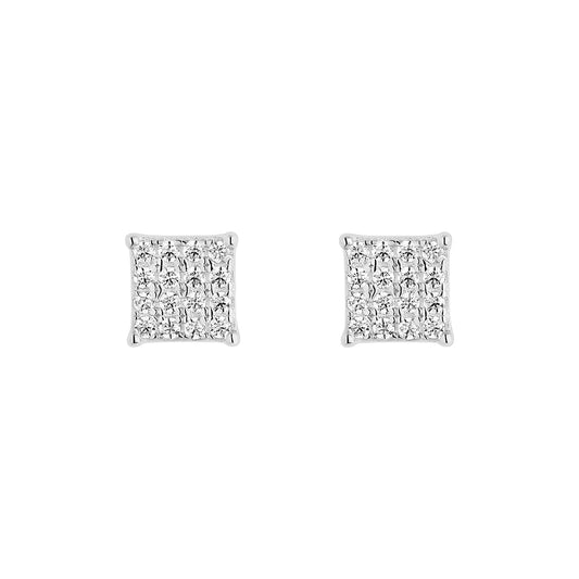 Sterling Silver CZ Pavé Stud Earrings N3871