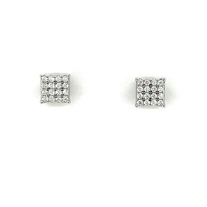 Sterling Silver CZ Pavé Stud Earrings N3871