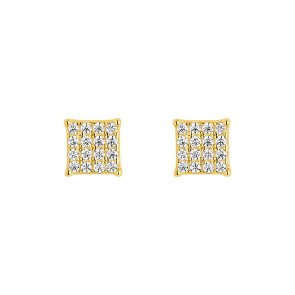 Gold Plated Silver CZ Pavé Stud Earrings N3872