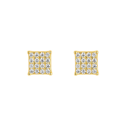 Gold Plated Silver CZ Pavé Stud Earrings N3872