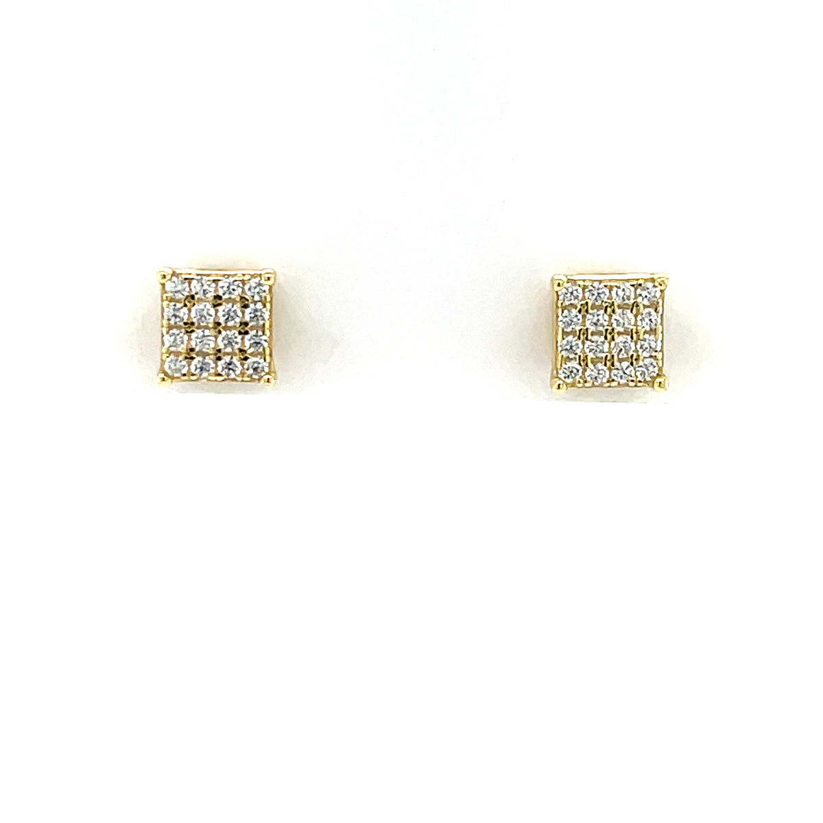 Gold Plated Silver CZ Pavé Stud Earrings N3872