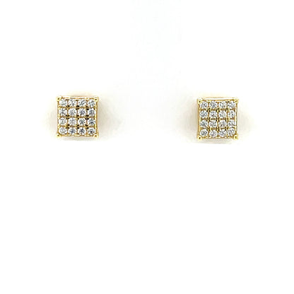 Gold Plated Silver CZ Pavé Stud Earrings N3872