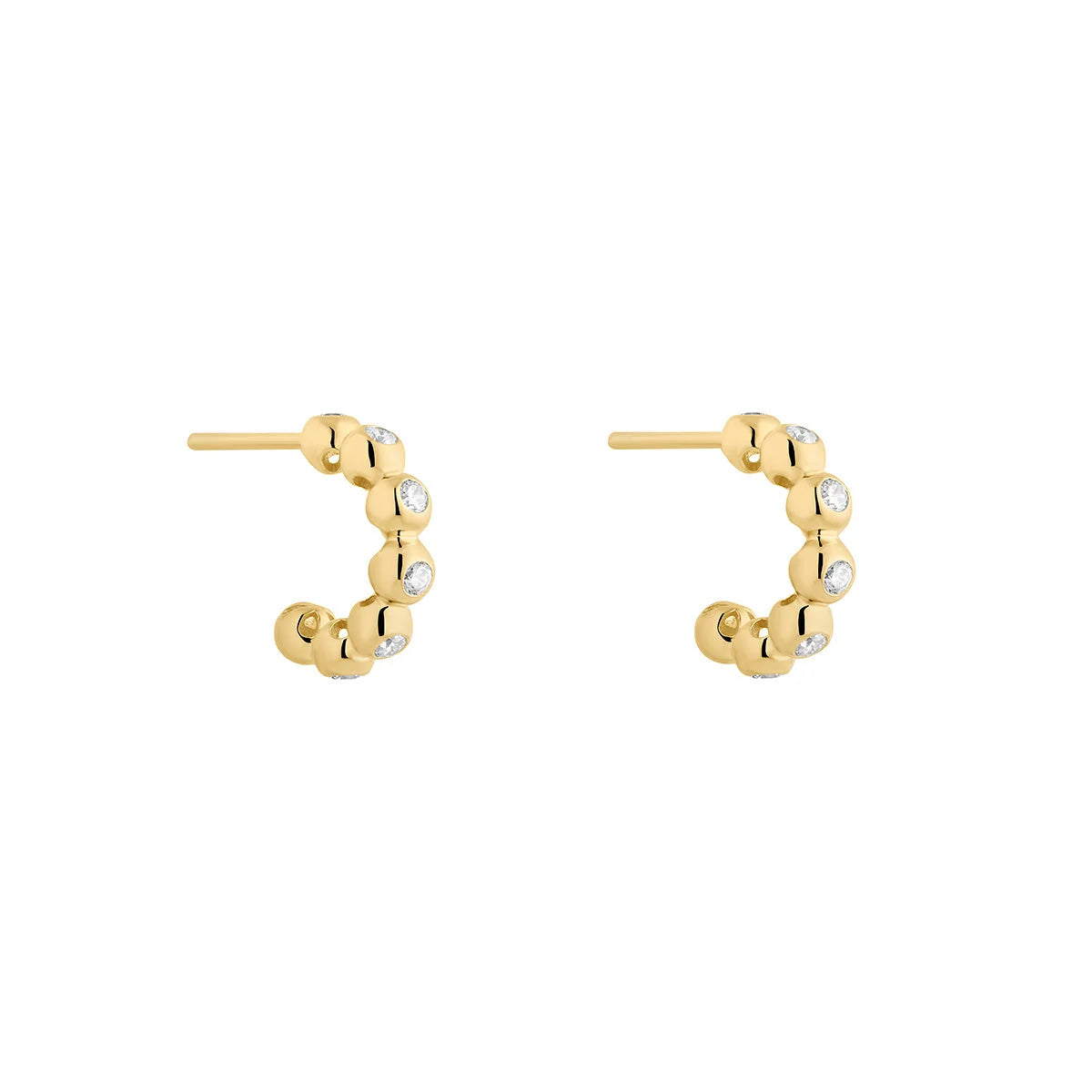 Gold Plated Silver CZ Ball Hoop Earrings N3902