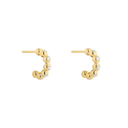Gold Plated Silver CZ Ball Hoop Earrings N3902