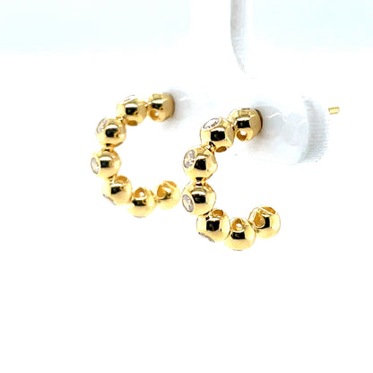 Gold Plated Silver CZ Ball Hoop Earrings N3902