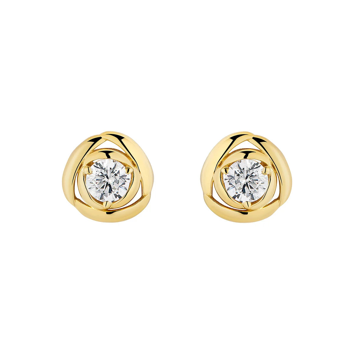 Gold Plated Silver CZ Bird Nest Stud Earrings N3916