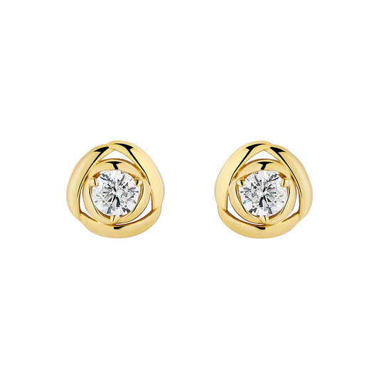 Gold Plated Silver CZ Bird Nest Stud Earrings N3916