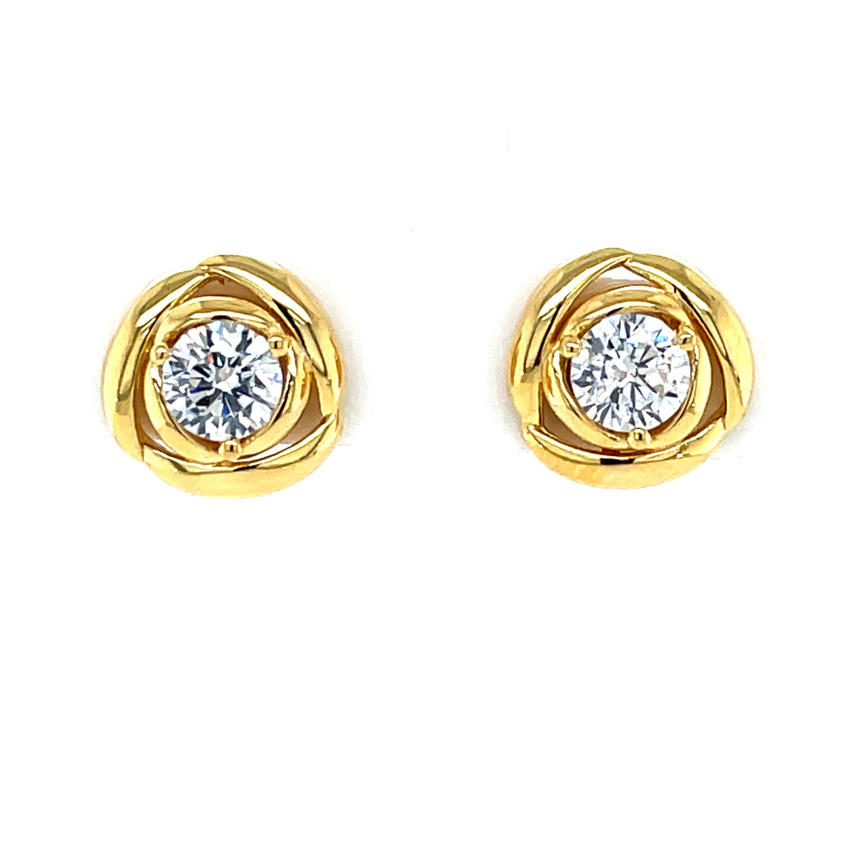 Gold Plated Silver CZ Bird Nest Stud Earrings N3916