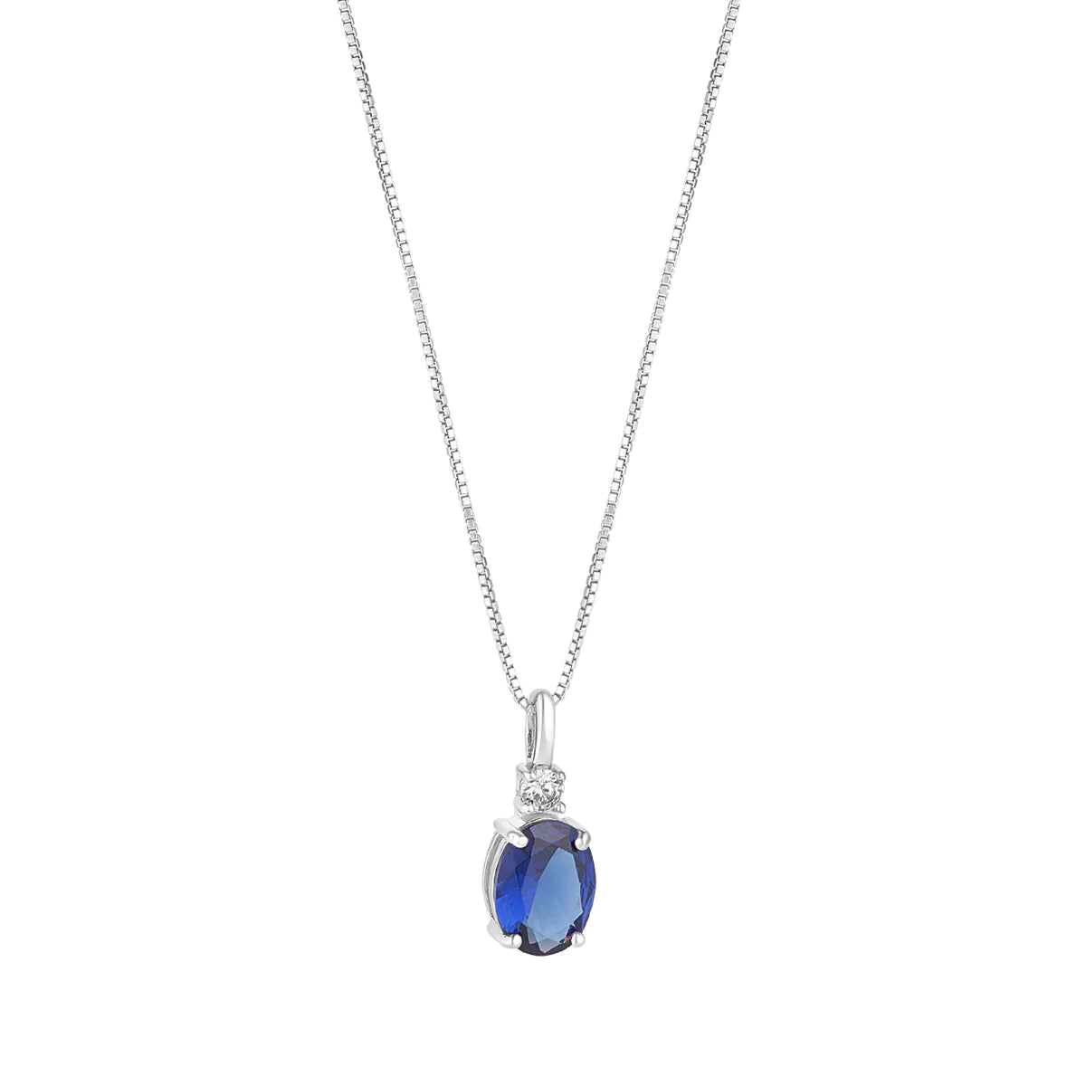 STERLING SILVER CZ TOPPED SAPPHIRE OVAL PENDANT N4549