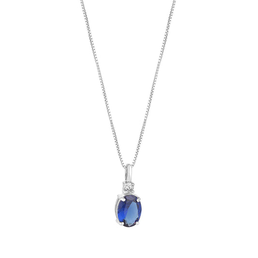 STERLING SILVER CZ TOPPED SAPPHIRE OVAL PENDANT N4549