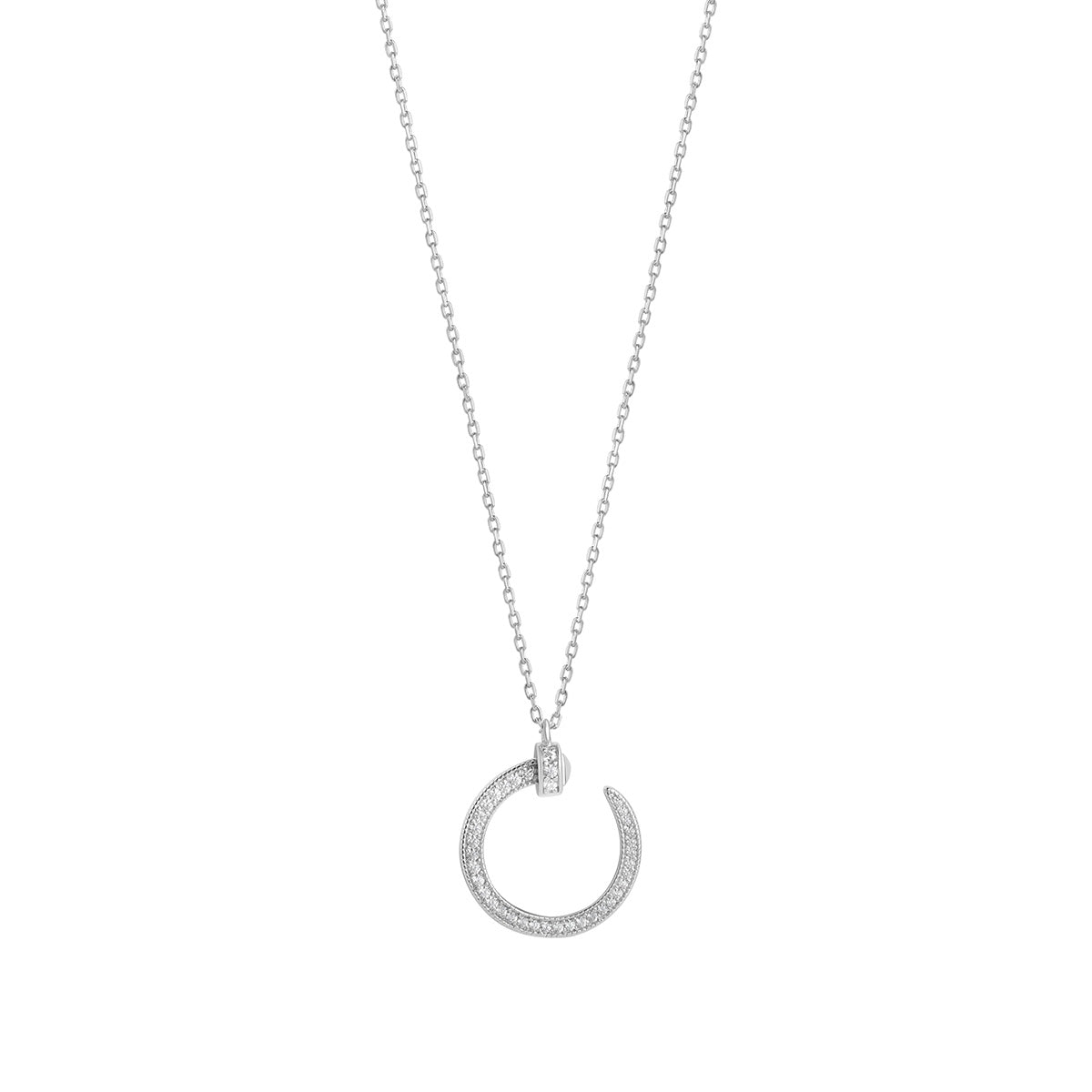 Sterling Silver CZ Open Circle Pendant N4575