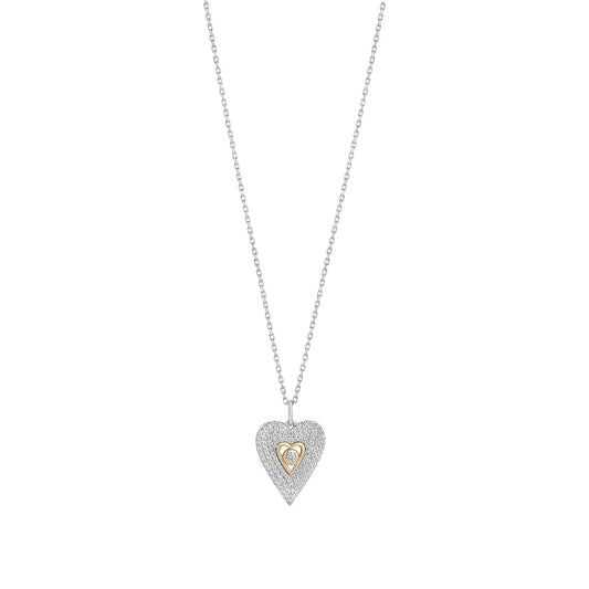 Sterling Silver Encrusted Yellow Heart Pendant N4581