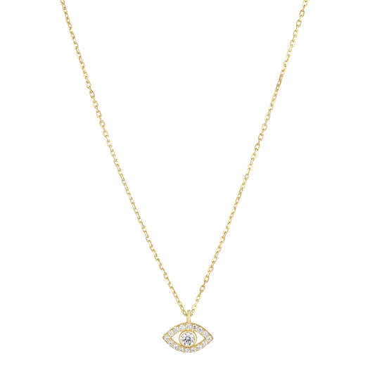 Sterling Silver Gold-plated CZ Evil Eye Pendant N4597