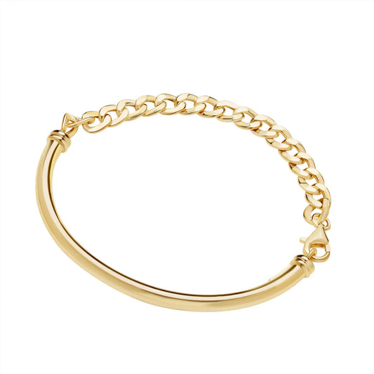 Sterling Silver Gold-plated Duo Curb Bangle N5037