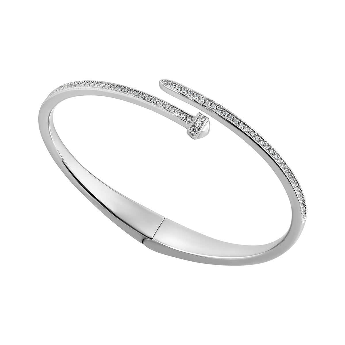 Sterling Silver CZ Nail Bangle N5038