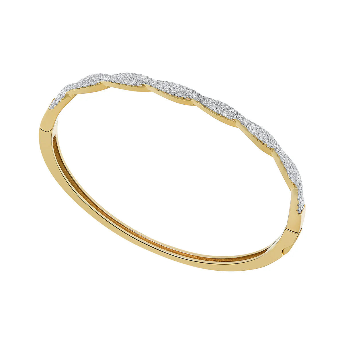 Gold Plated Silver CZ Twisted Bangle N5054