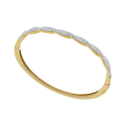 Gold Plated Silver CZ Twisted Bangle N5054